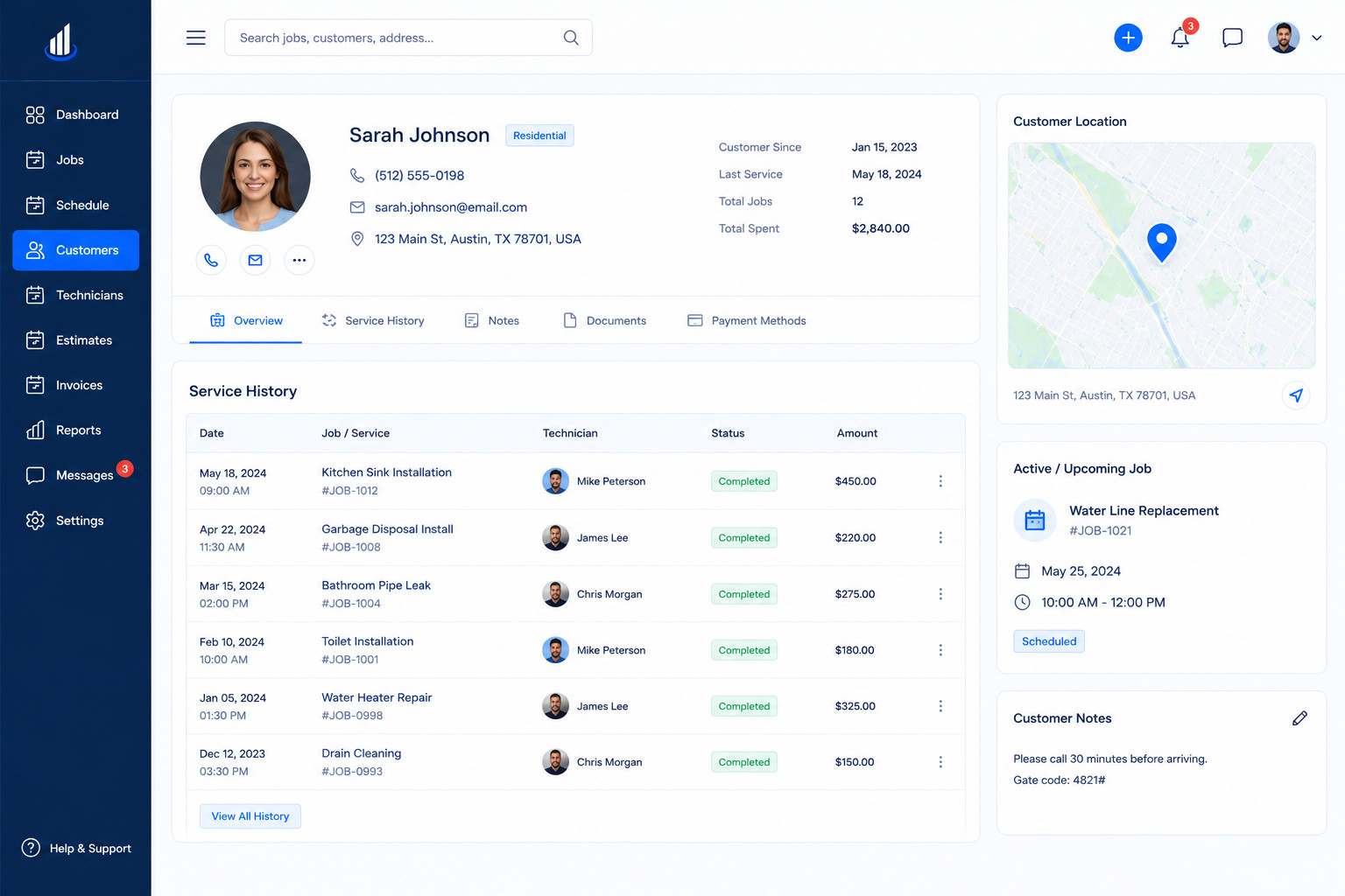Plumbing contractor software